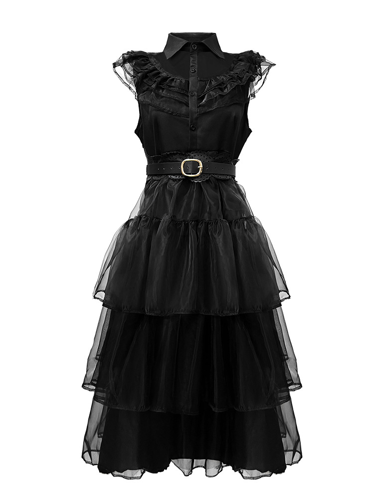 Women Wednesday Black Dress Dance Costume Dress Halloween Cosplay Gothic Outfit